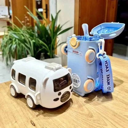 AquaGo™ Bus Water Bottle For Kids – 500ml Leakproof, BPA-Free with Sipper, Straw & Lock