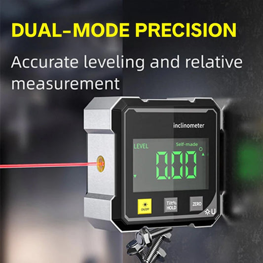 AngleMaster™ Upgraded 4-Side Magnetic Digital Angle Gauge with Laser