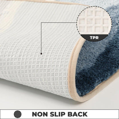 Beach-Themed Plush Footprint Mat – Neutral Texture