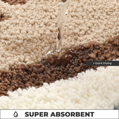 Beach-Themed Plush Footprint Mat – Neutral Texture