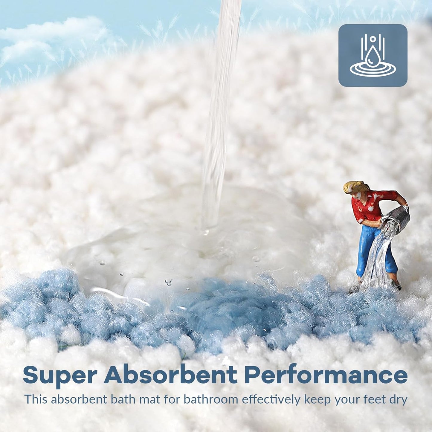 Beach-Themed Plush Footprint Mat – Neutral Texture