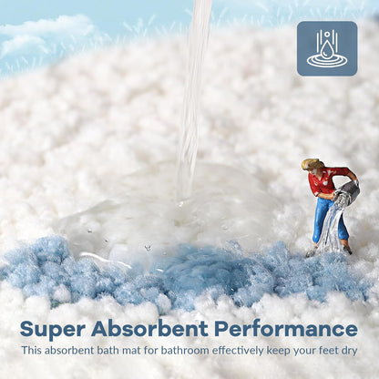 Beach-Themed Plush Footprint Mat – Neutral Texture