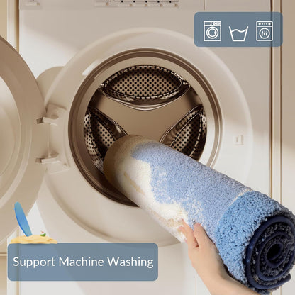 Beach-Themed Plush Footprint Mat – Neutral Texture