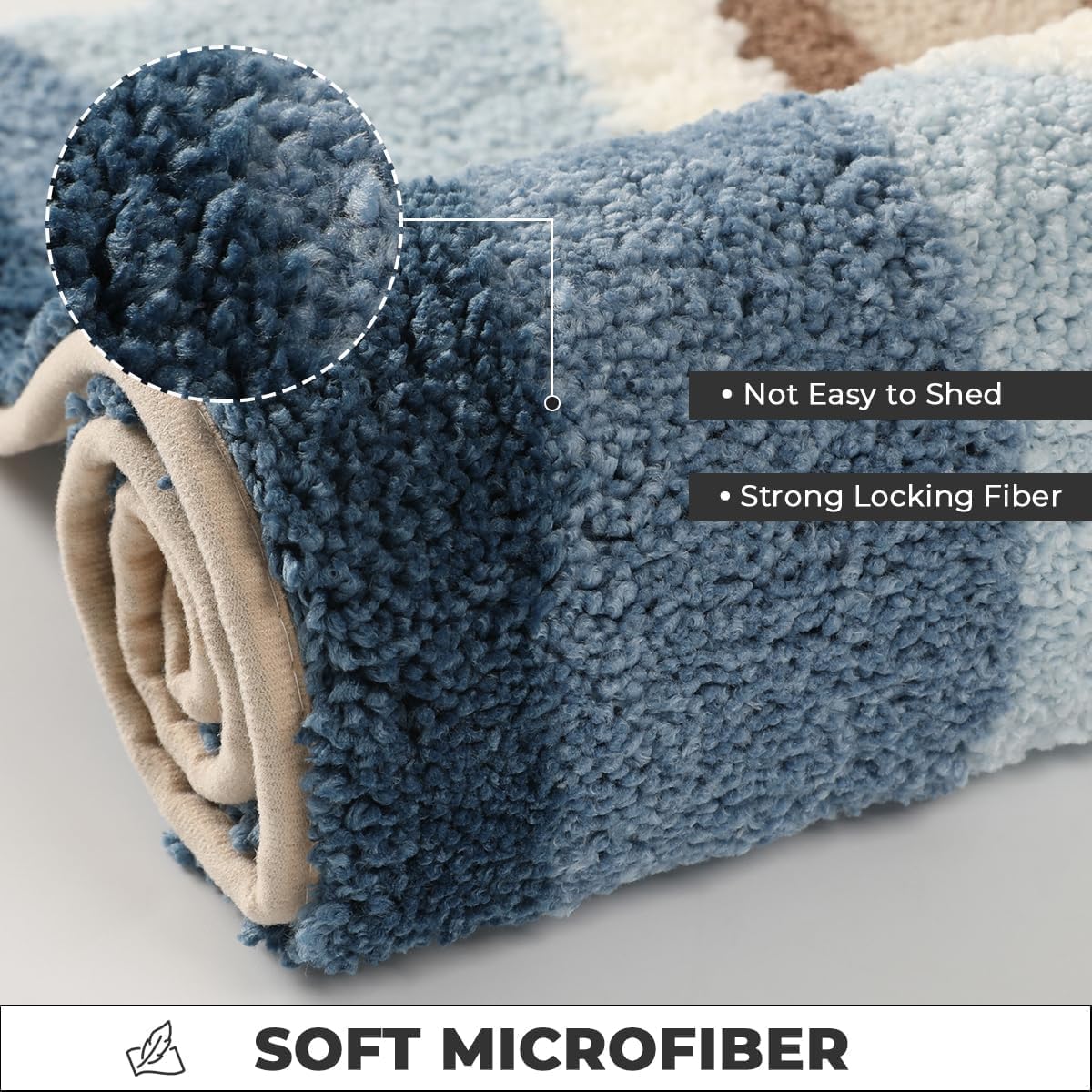 Beach-Themed Plush Footprint Mat – Neutral Texture