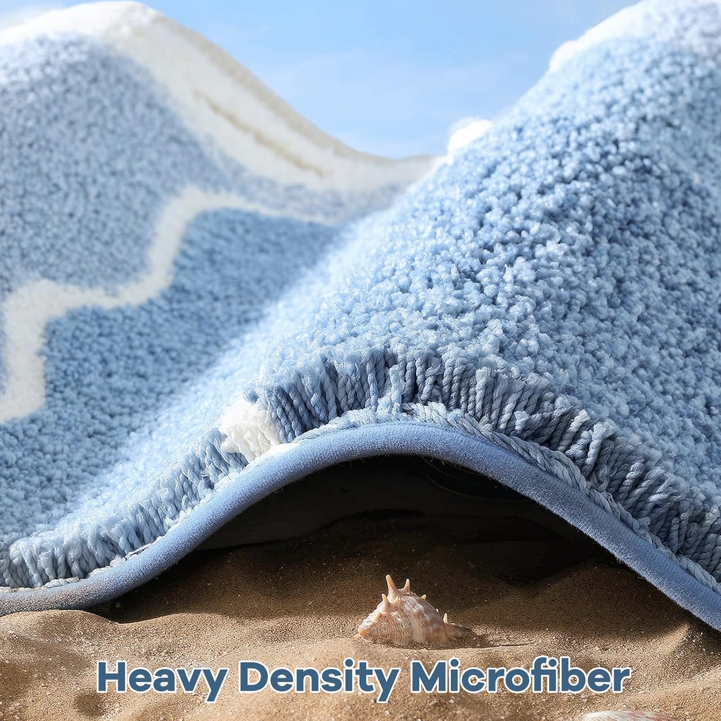 Beach-Themed Plush Footprint Mat – Neutral Texture