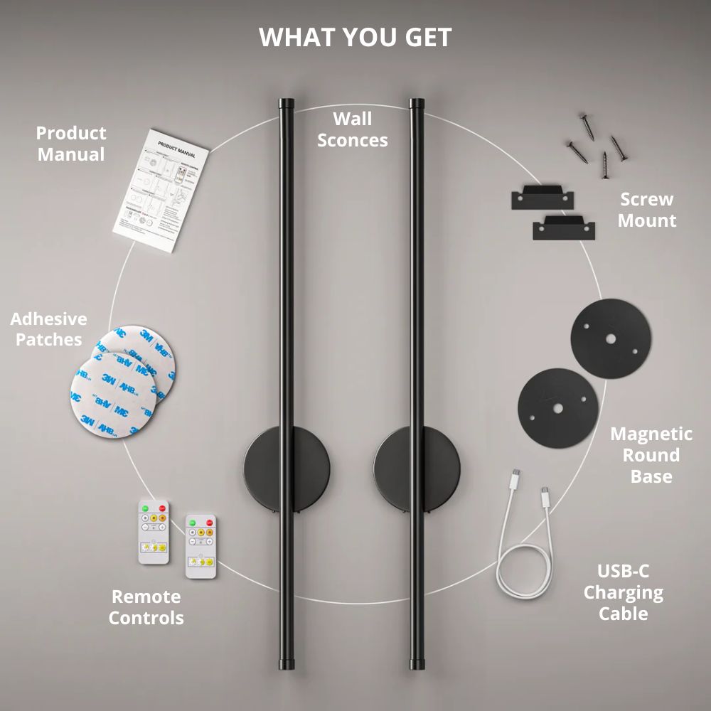 NoirBeam™ Rotatable Wireless Wall Sconces for Effortless Mood Lighting Anywhere
