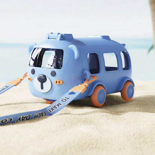 AquaGo™ Bus Water Bottle For Kids – 500ml Leakproof, BPA-Free with Sipper, Straw & Lock