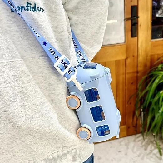 AquaGo™ Bus Water Bottle For Kids – 500ml Leakproof, BPA-Free with Sipper, Straw & Lock