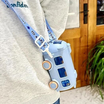 AquaGo™ Bus Water Bottle For Kids – 500ml Leakproof, BPA-Free with Sipper, Straw & Lock